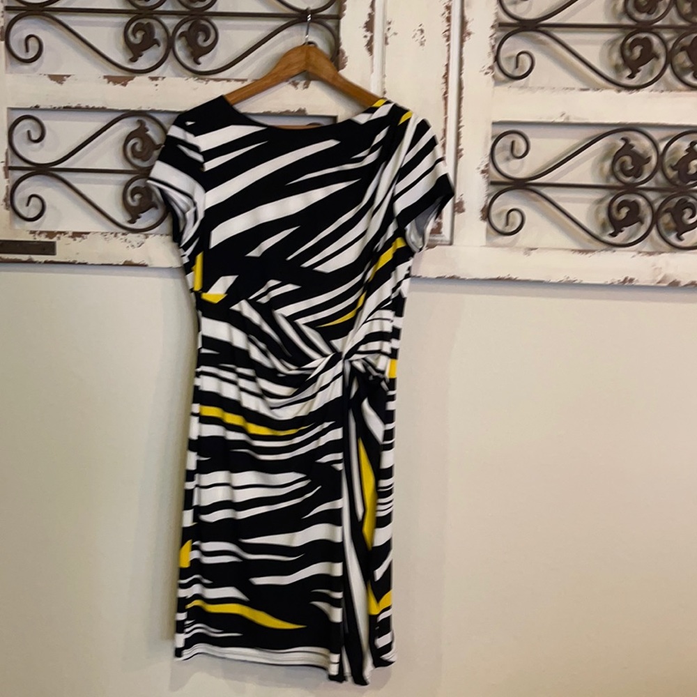 Ellen Tracy Black/White/Yellow Dress
